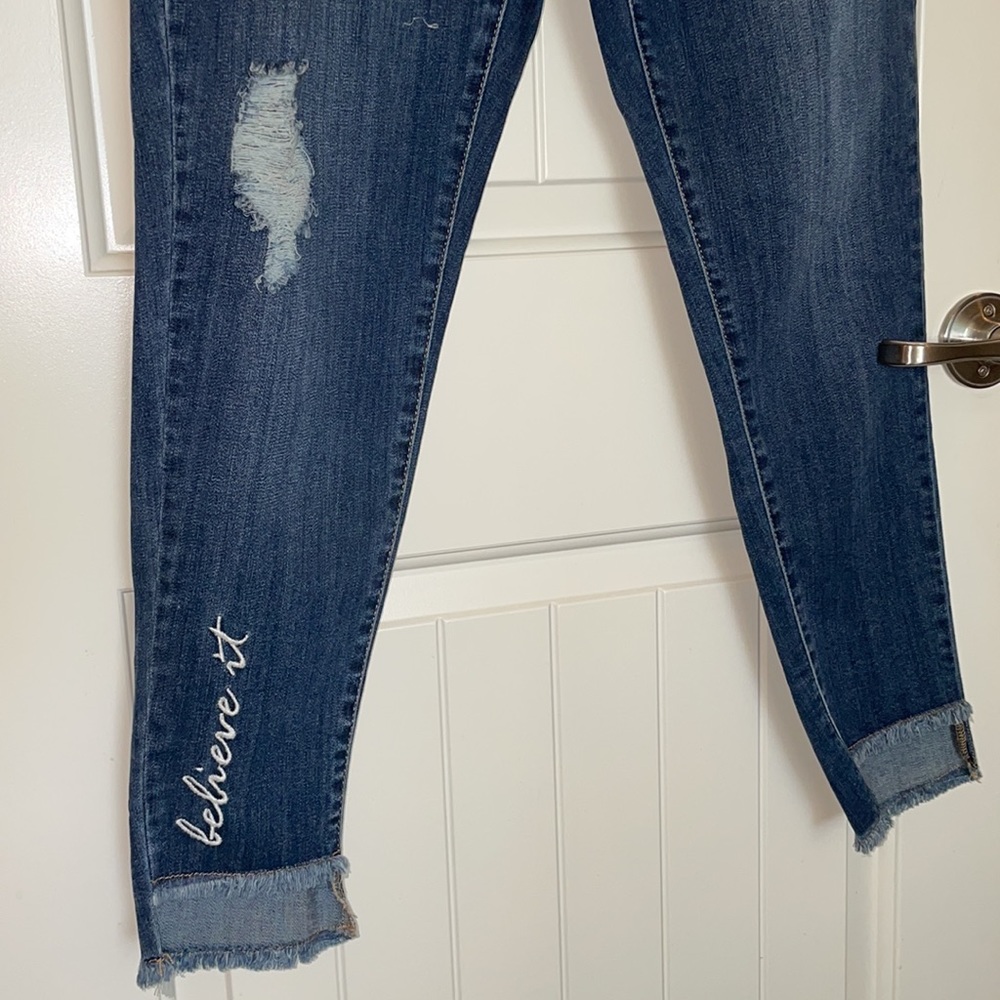 Lane Bryant Distressed High Low Ankle Skinny Jeans- NWT - Picture 8 of 11